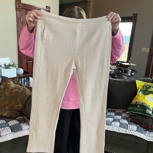 Beige Pull-On Stretch Pants